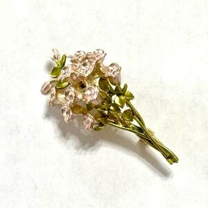 Floral Rose Bouquet Brooch Pink and Green New